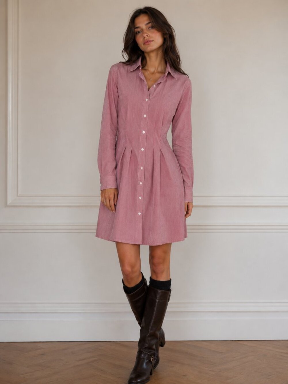 striped button down dress